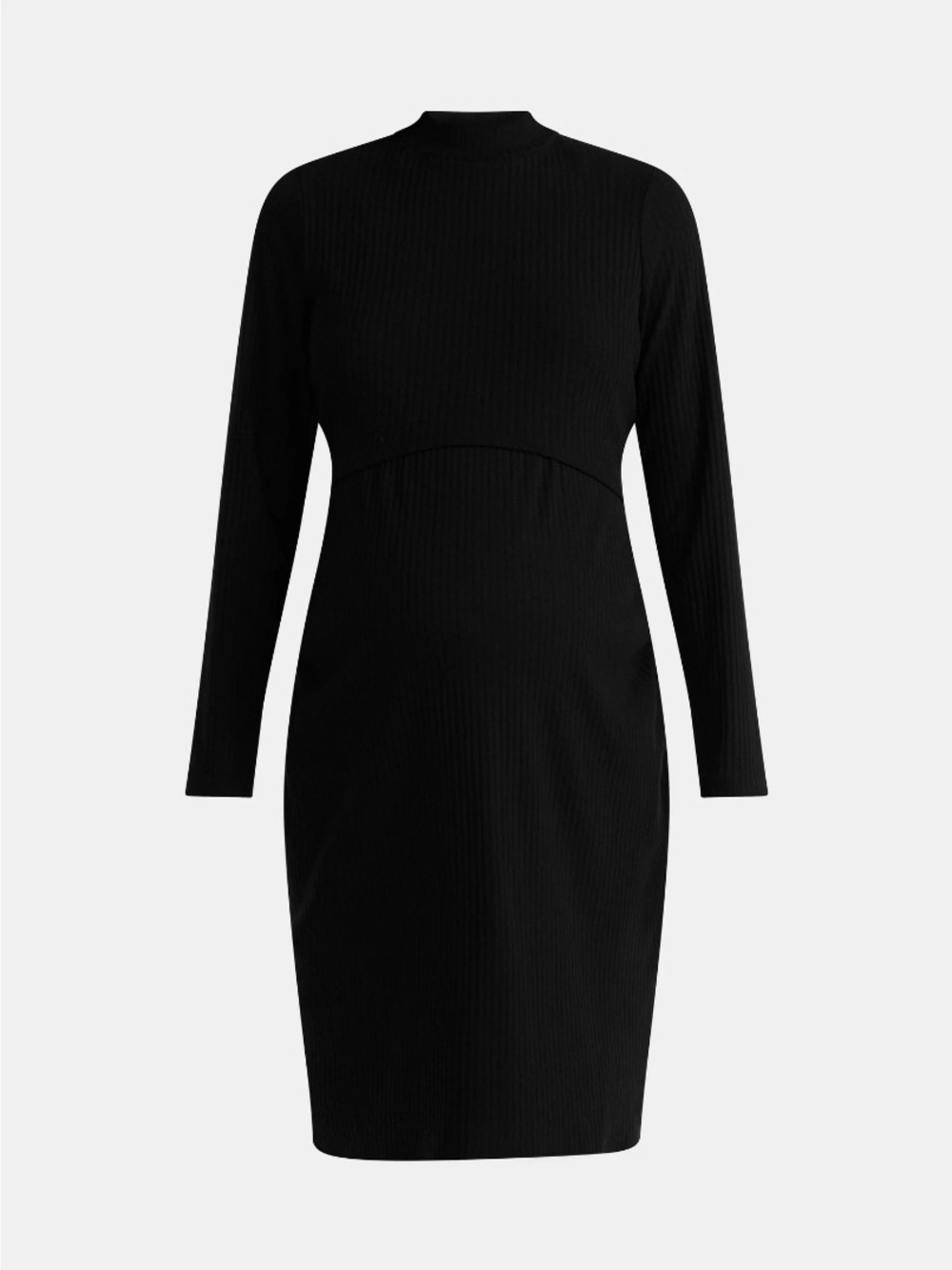 Time and Tru Black 2 Piece Long Sleeve Ribbed Maternity Dress - Picture 3 of 5